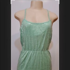Aeropostale mint green dress juniors small spaghetti stripe sequins